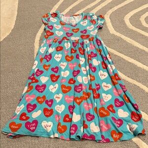 Posh Peanut Teal Dress with Heart Patterns
